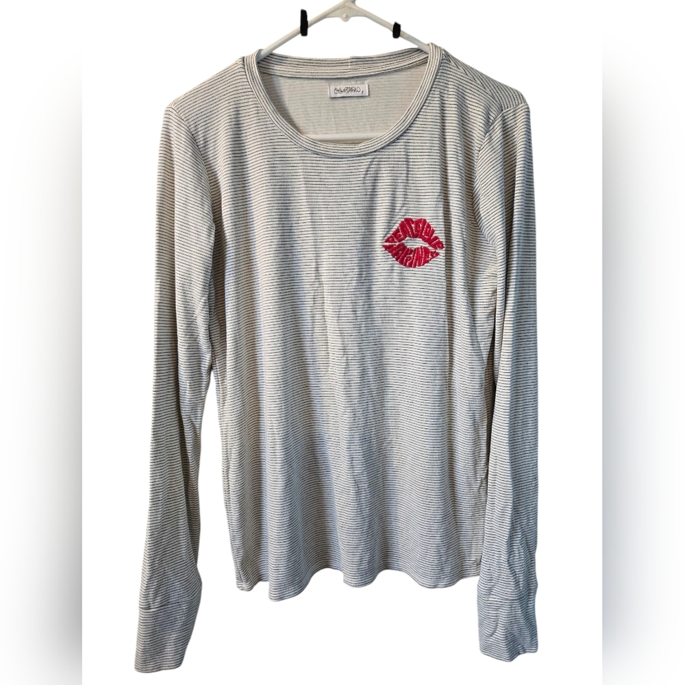 Lauren Moshi Peace Love Happiness Lip sweatshirt - Picture 2 of 8